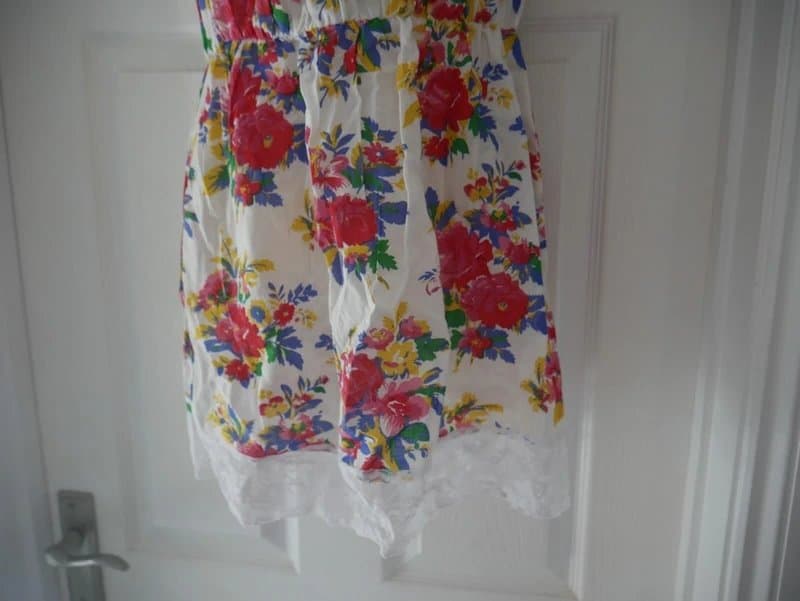 Carbon Carbon Dress Ladies Size 14 Red Yellow Floral Cotton Summer Holiday Tea Dress