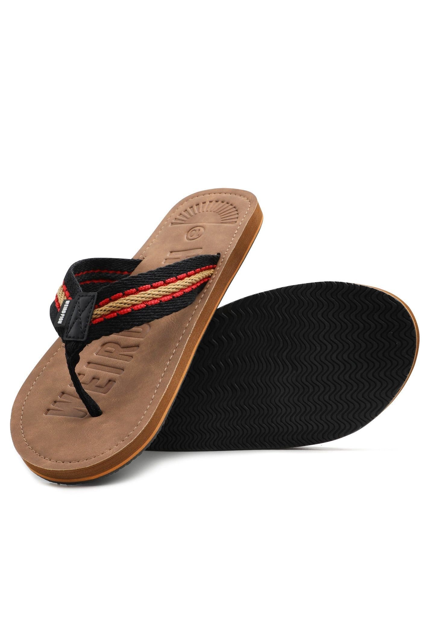 Weird Fish Weird Fish Men's Malham Leather Look Flip Flops in Light Beige - 4