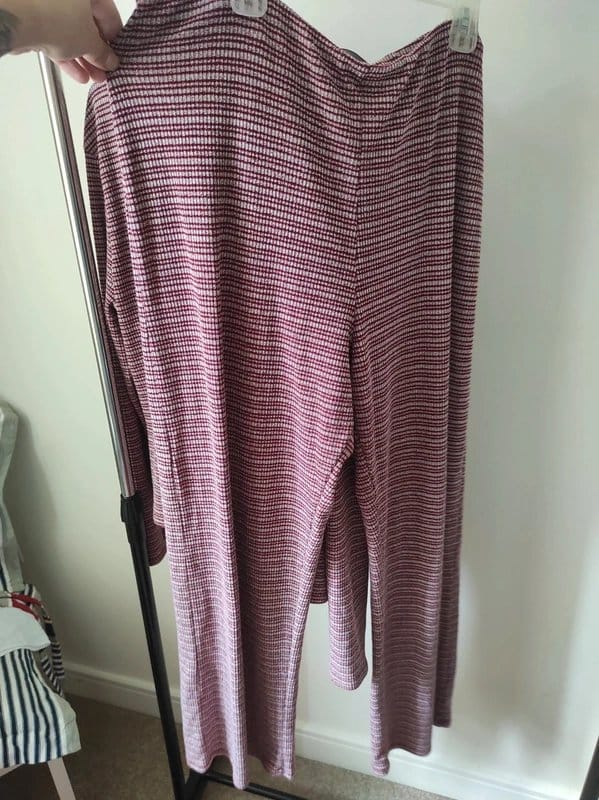 ASOS Burgundy & White Striped Knitted Co-Ord Trousers
