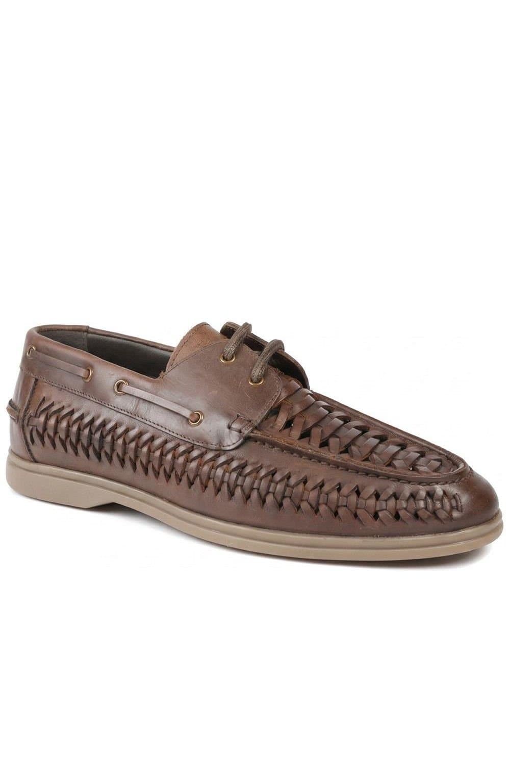 Jones Bootmaker Jones Bootmaker Men's Percey Leather Moccasin Shoes in Brown