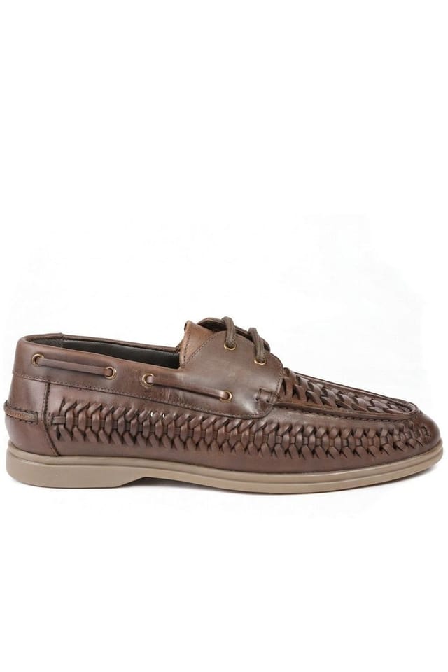Jones Bootmaker Jones Bootmaker Men's Percey Leather Moccasin Shoes in Brown - 2