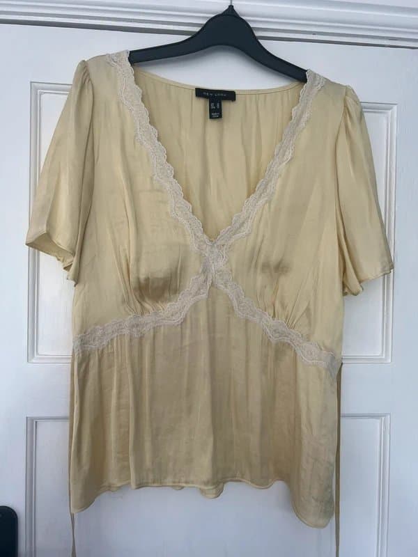 New Look New Look Yellow Silk Blouse 14