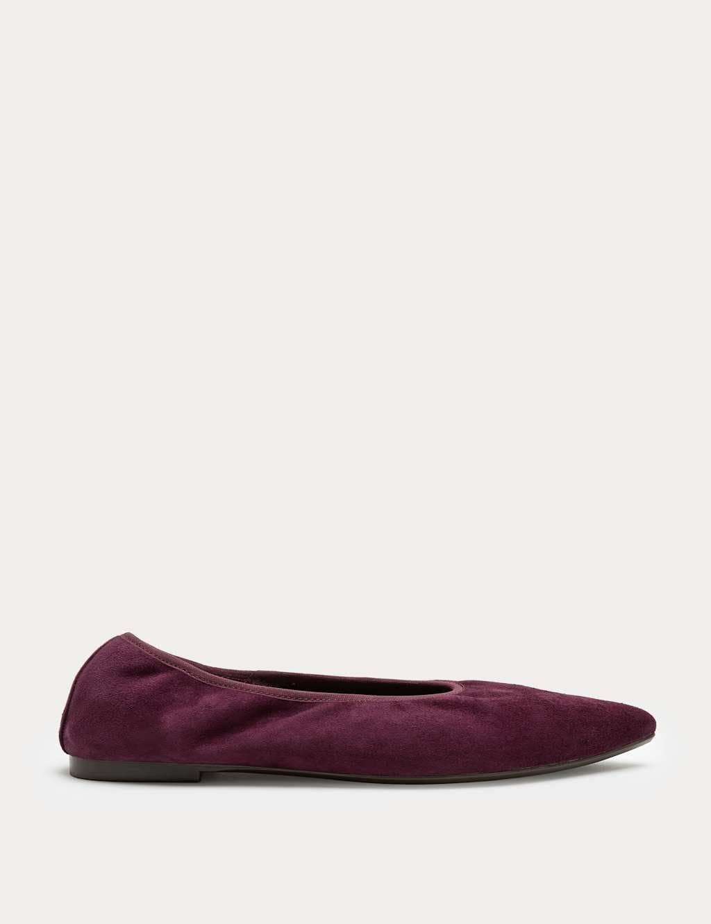 Marks & Spencer M&S Suede Flat Pointed Toe Ballet Pumps Plum