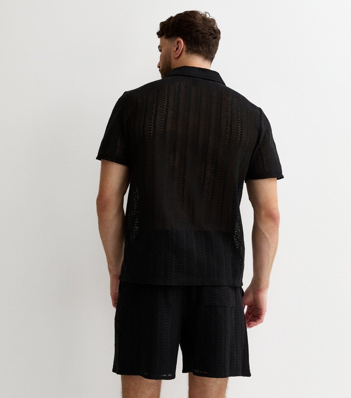 New Look Men's Black Regular Crochet Drawstring Shorts New Look - 4