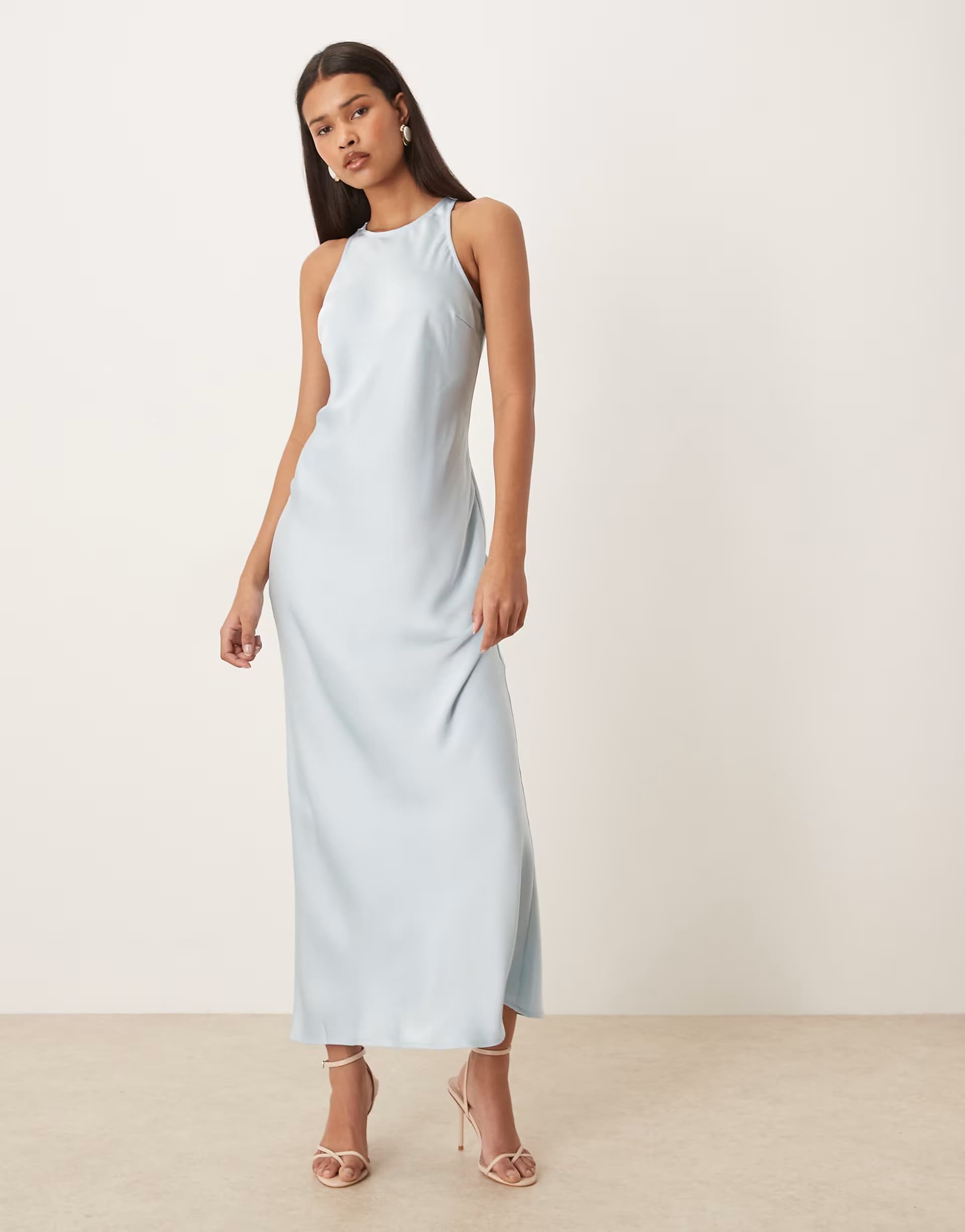 ASOS Vila racer satin midaxi dress in light blue
