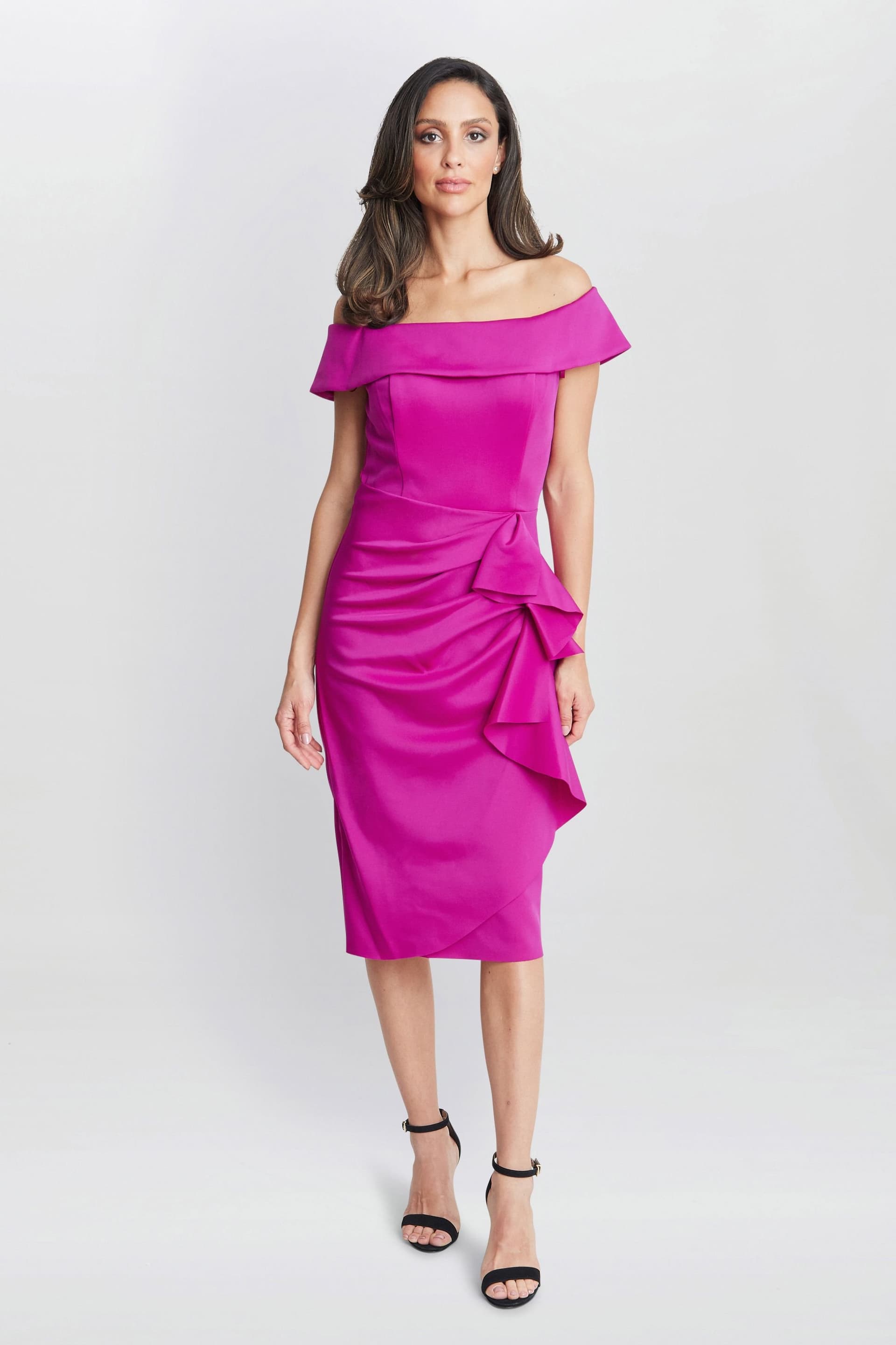 Gina Bacconi Gina Bacconi Women's Izzy Off-The Shoulder Ruched Dress in Pink