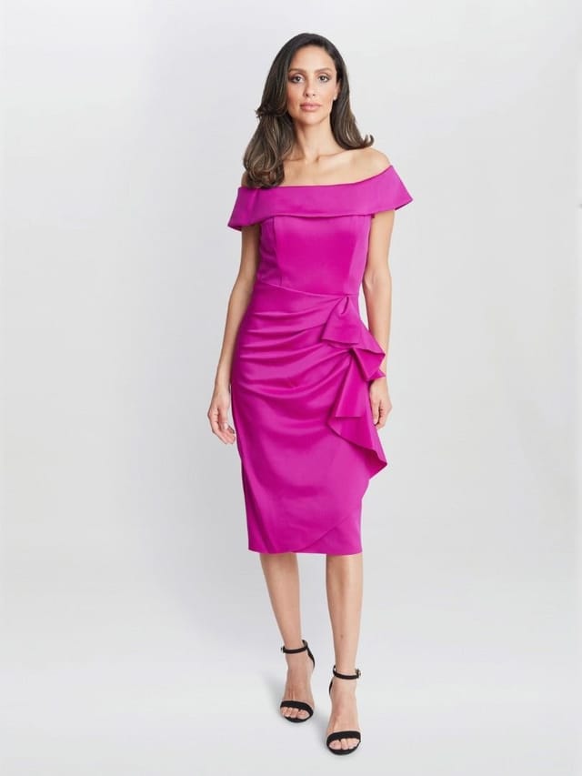 Gina Bacconi Gina Bacconi Women's Izzy Off-The Shoulder Ruched Dress in Pink - 2
