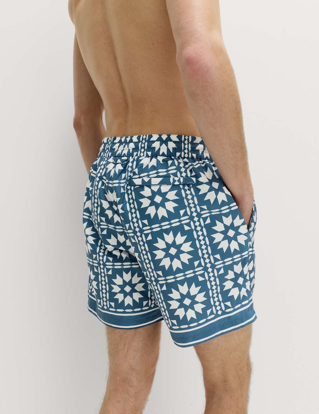 Marks & Spencer M&S Quick Dry Printed Swim Shorts Ecru Mix - 3