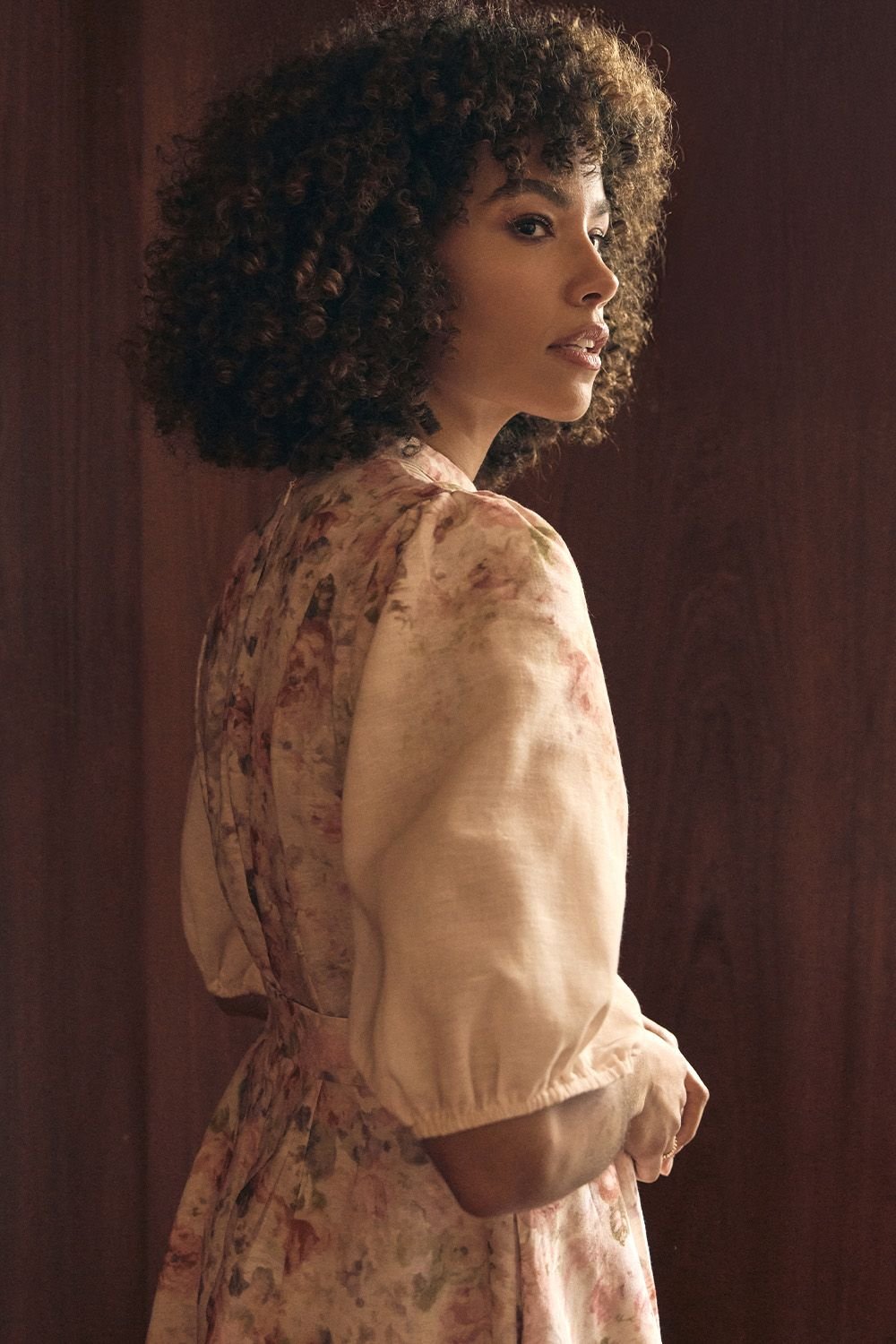 Izabel London Izabel London Women's Floral 3/4 Puff Sleeve Knee Length Dress in White - 2