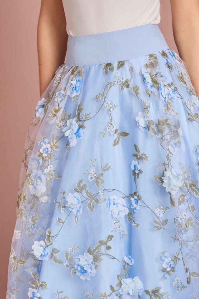 Coast Coast Women's Printed Organza Midi Skirt in Blue - 2