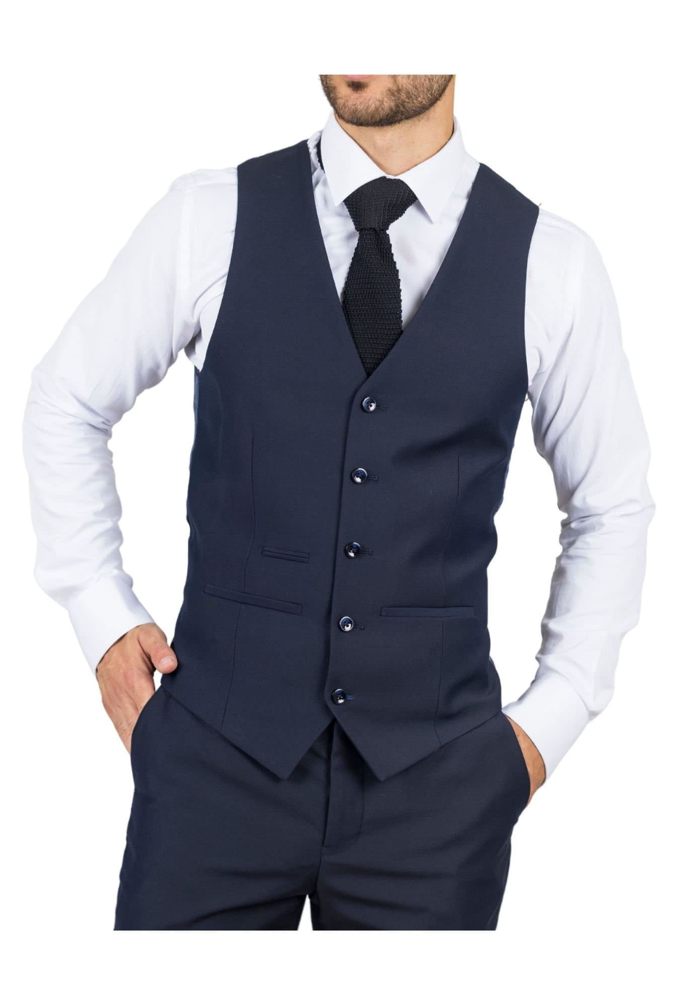 Paul Andrew Paul Andrew Men's Parker Tailored Fit Waistcoat in Navy