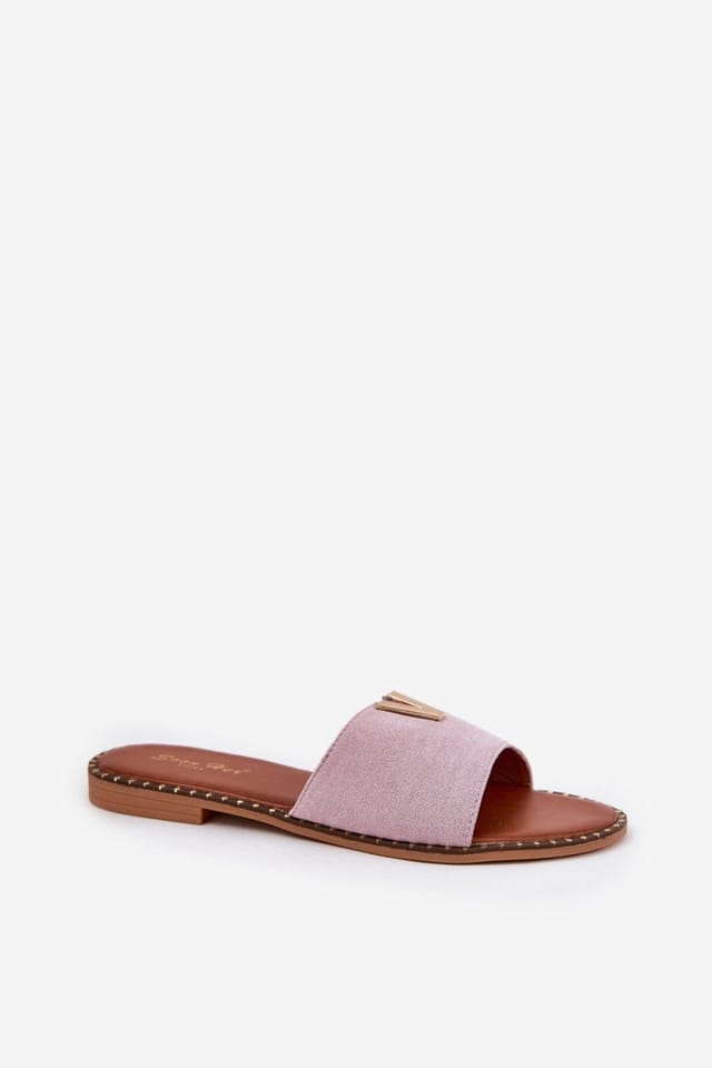 Love Lace Love Lace Women's Suede Flat Heel Sandals with Drative Straps for Summer in Violet - 2