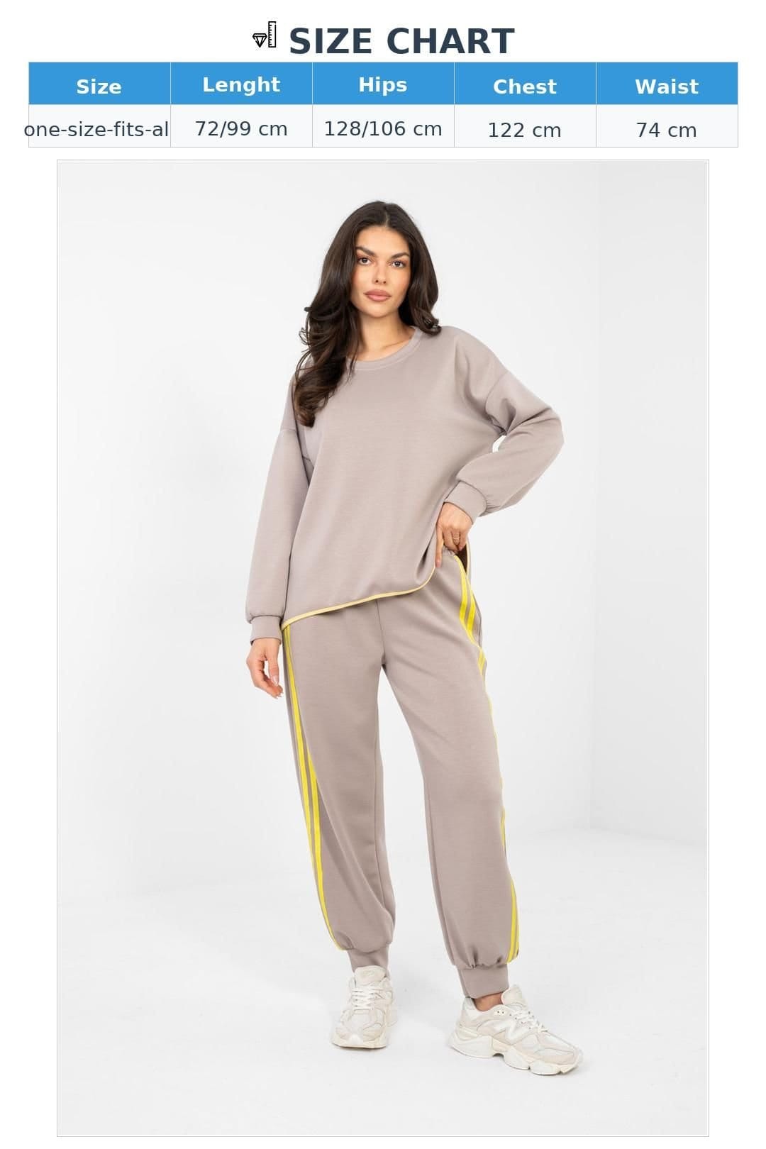 Love Lace Love Lace Women's Stylish Sweatshirt & Pants Tracksuit Set in Taupe - 4