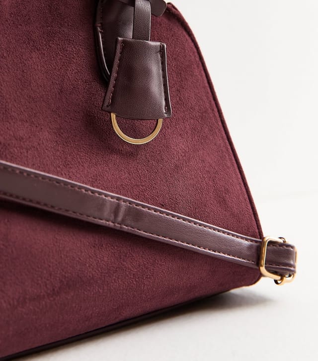New Look Burgundy Faux Suede Small Shopper Bag Vegan New Look - 3