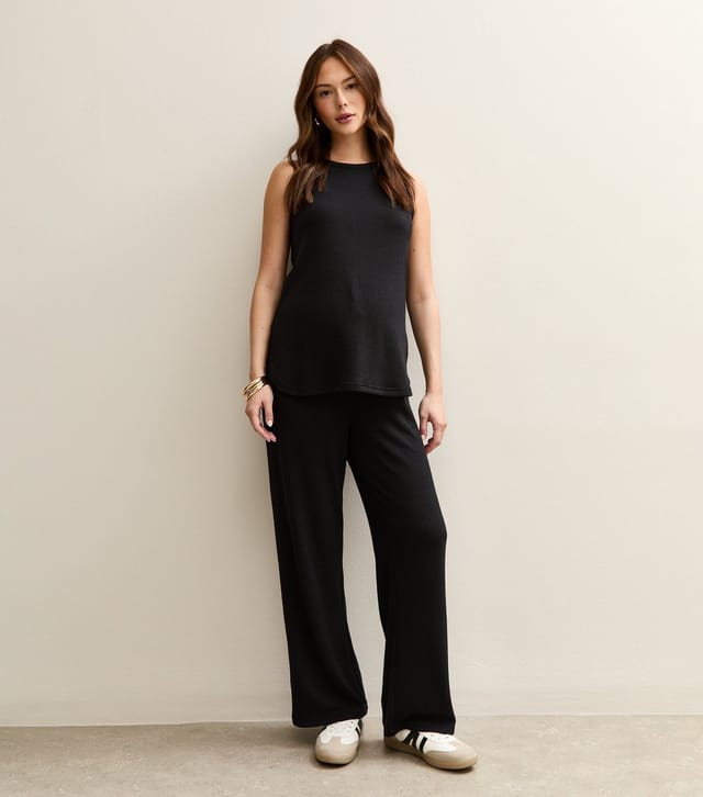 New Look Women's Maternity Black Textured Wide Leg Trousers New Look - 2