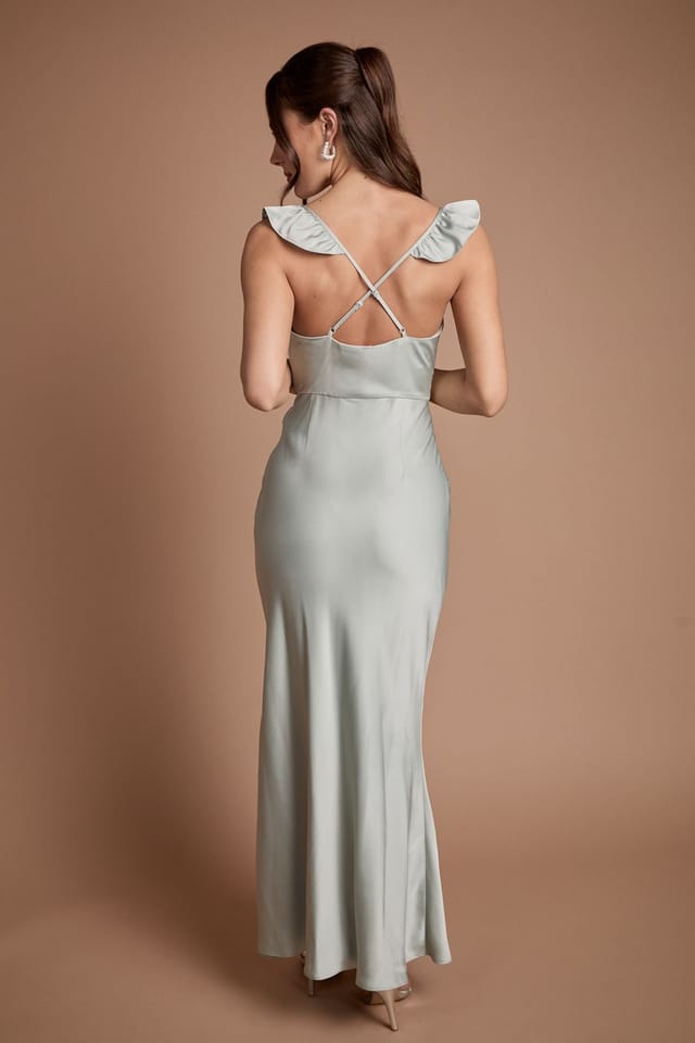 Coast Coast Women's Lace Trim Cami Button Bridesmaid Maxi Dress in Sage - 3