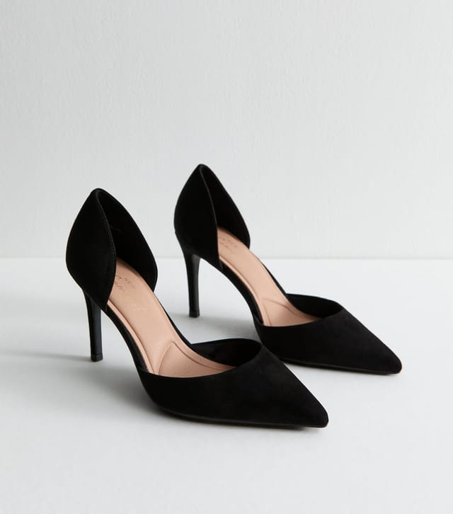New Look Women's Wide Fit Black Faux Suede D'Orsay Court Shoes New Look - 2