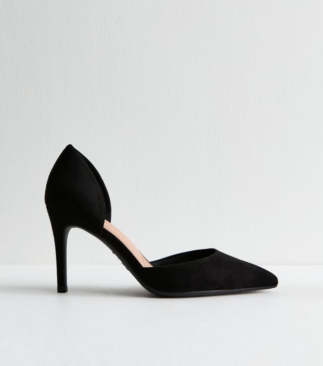 New Look Women's Wide Fit Black Faux Suede D'Orsay Court Shoes New Look - 3