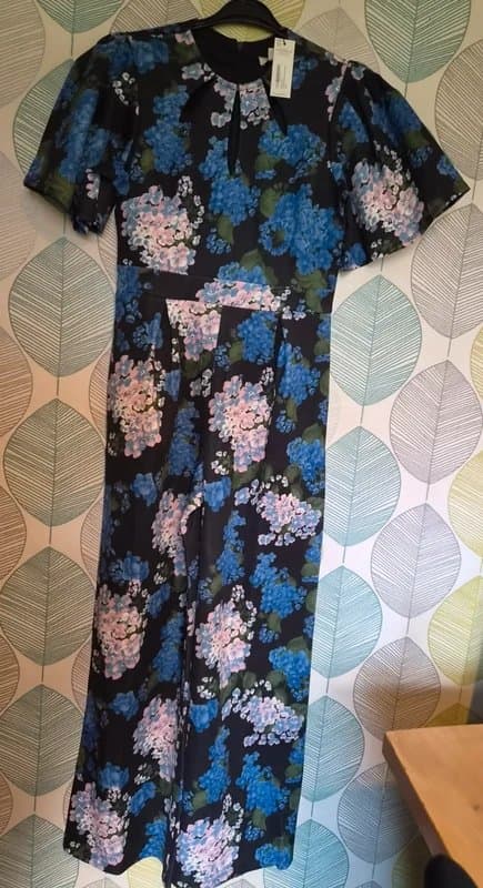 Oasis Black and blue floral OASIS jumpsuit size 12