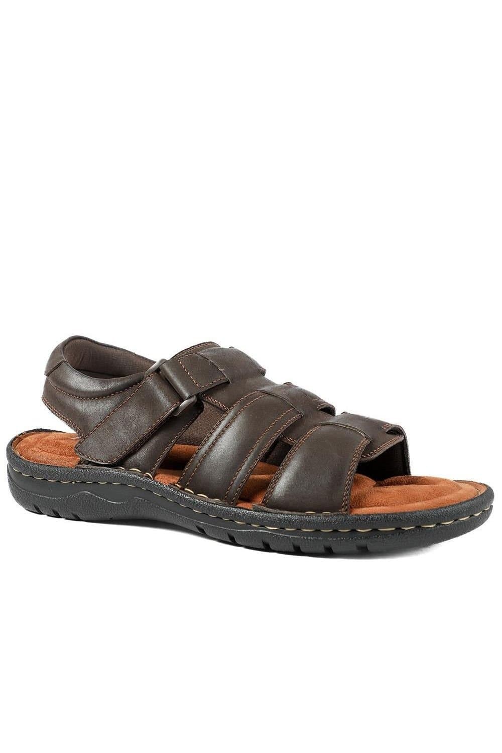 Pavers Pavers Men's Leather Buckle Fastening Sandals In Dark Brown