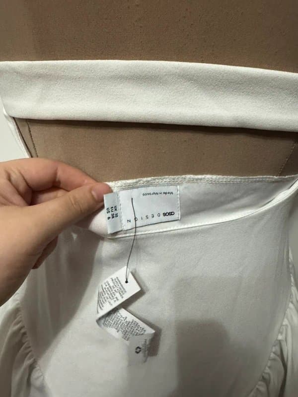 ASOS Design white bride bridal hen do mini dress godets halter neck angelic size 10