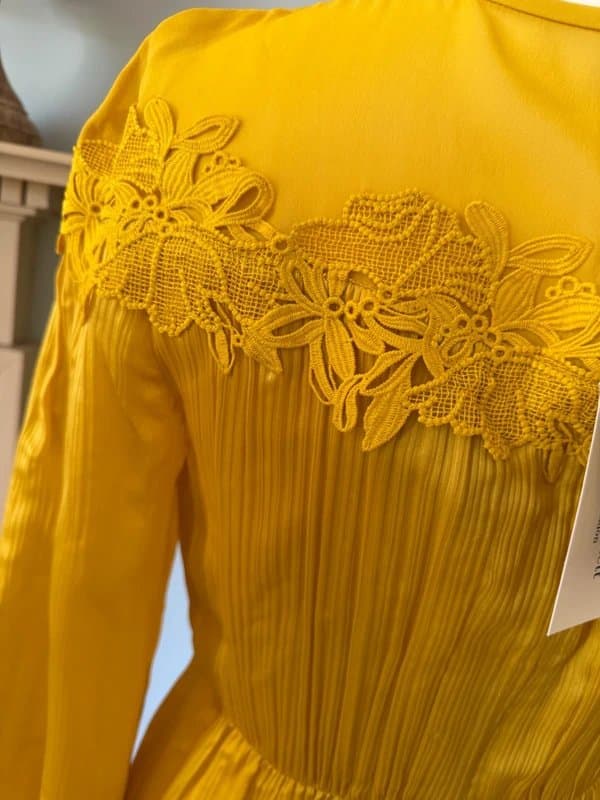 LK Bennett New LK Bennett £450 Dr Isabel 100% Silk Yellow Special Occasion Dress UK12