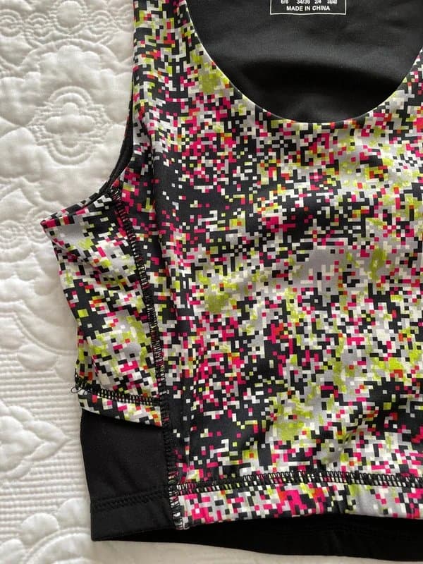Primark primark sports vest top colourful black vintage look secure unpadded gymwear workout breathable
