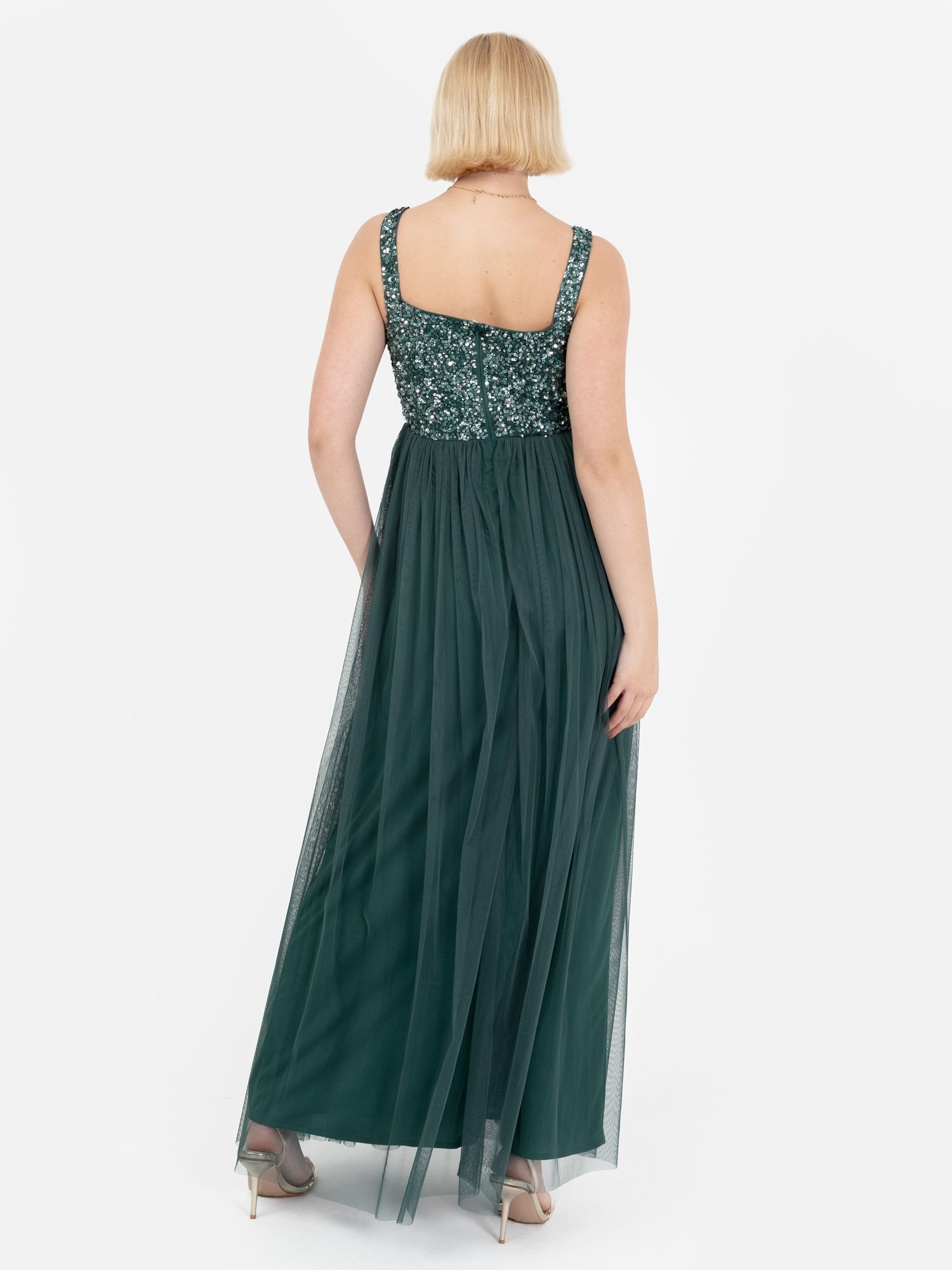 Maya Deluxe Maya Deluxe Women's Embellished Strappy Maxi Dress in Emerald - 3