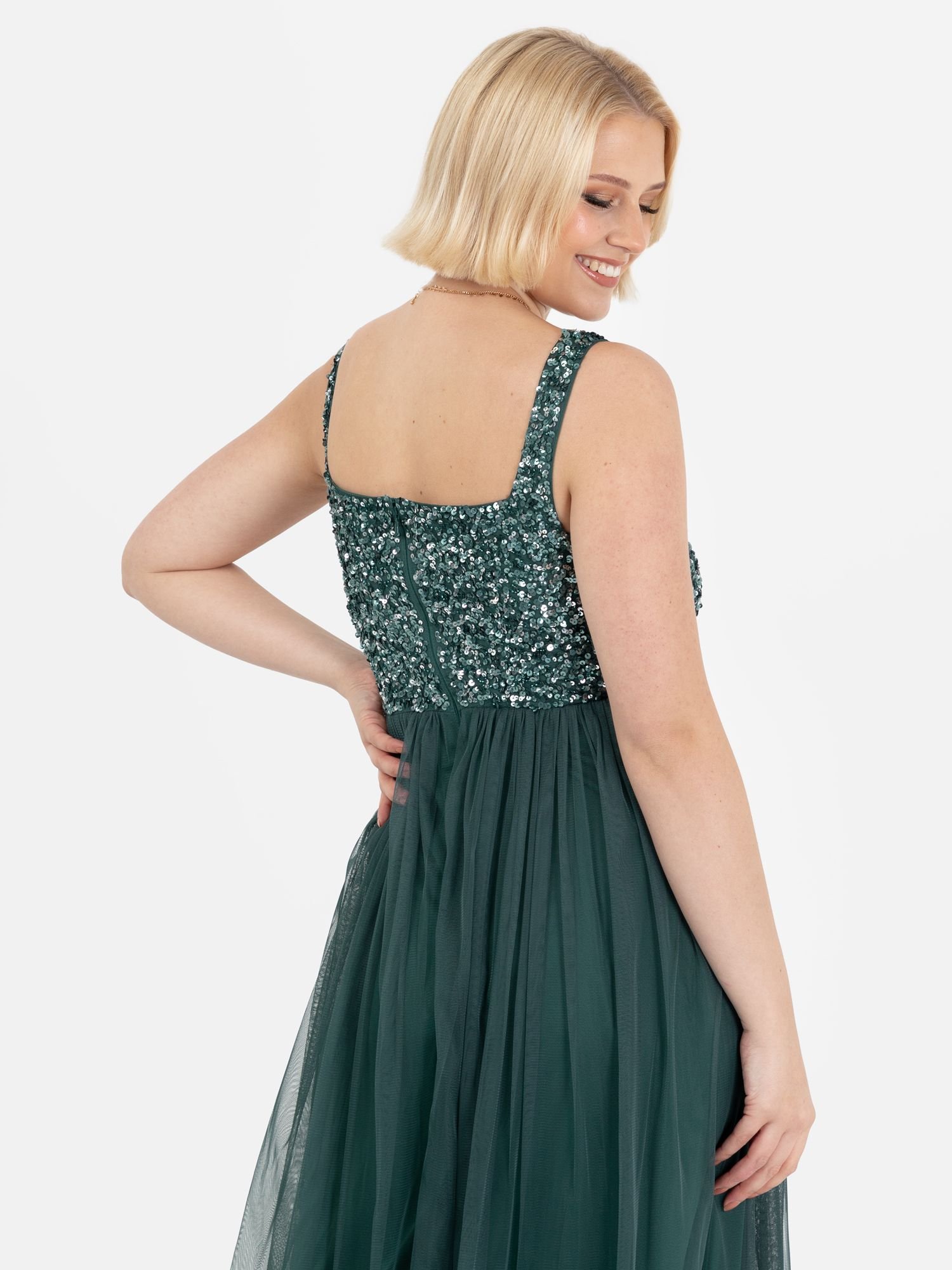 Maya Deluxe Maya Deluxe Women's Embellished Strappy Maxi Dress in Emerald - 4