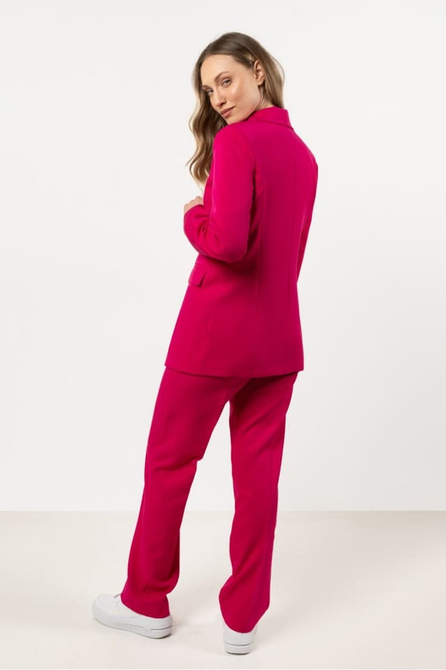Love Lace Love Lace Women's Elegant Formal Creased Straight Trousers in Fuchsia - 3
