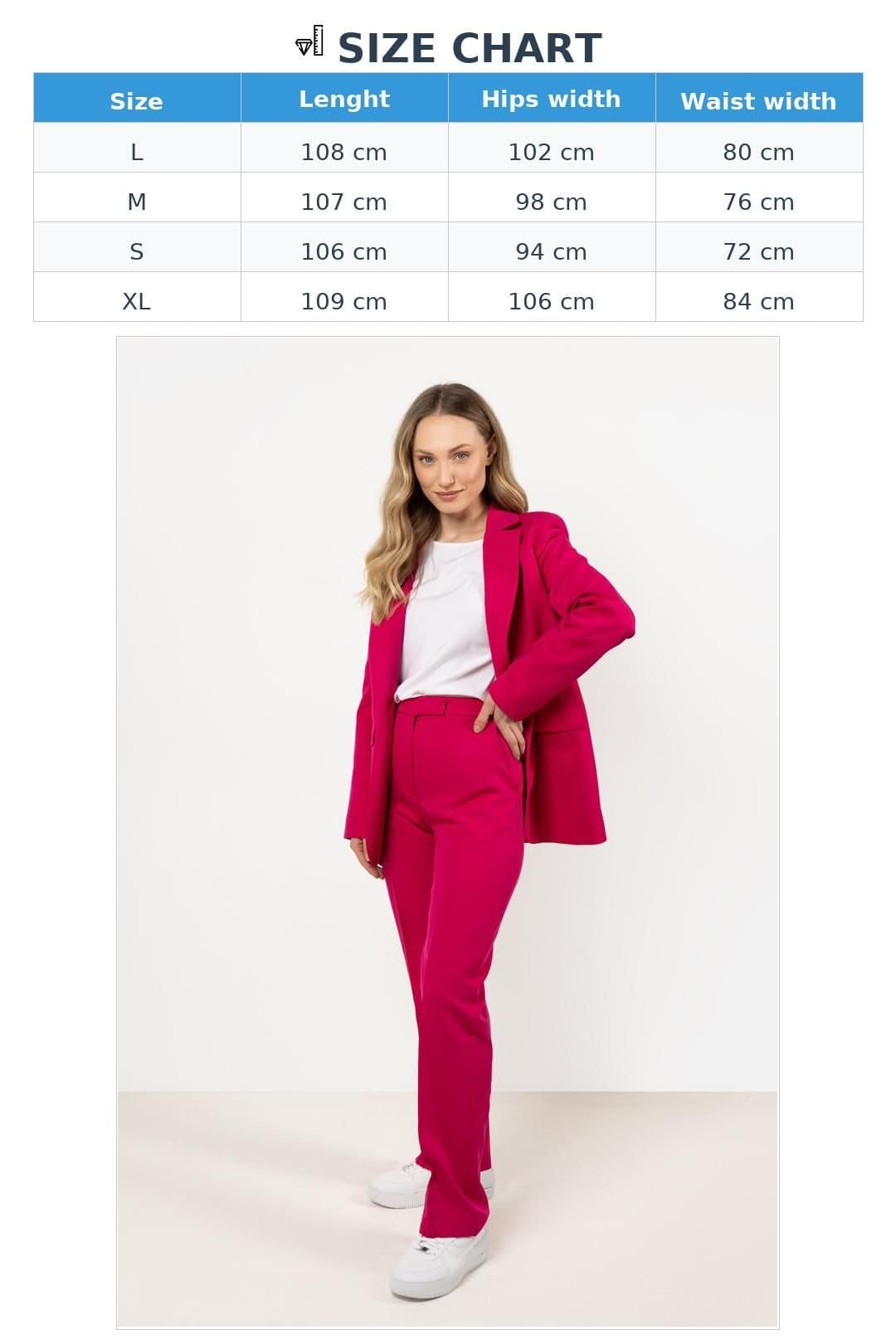 Love Lace Love Lace Women's Elegant Formal Creased Straight Trousers in Fuchsia - 4