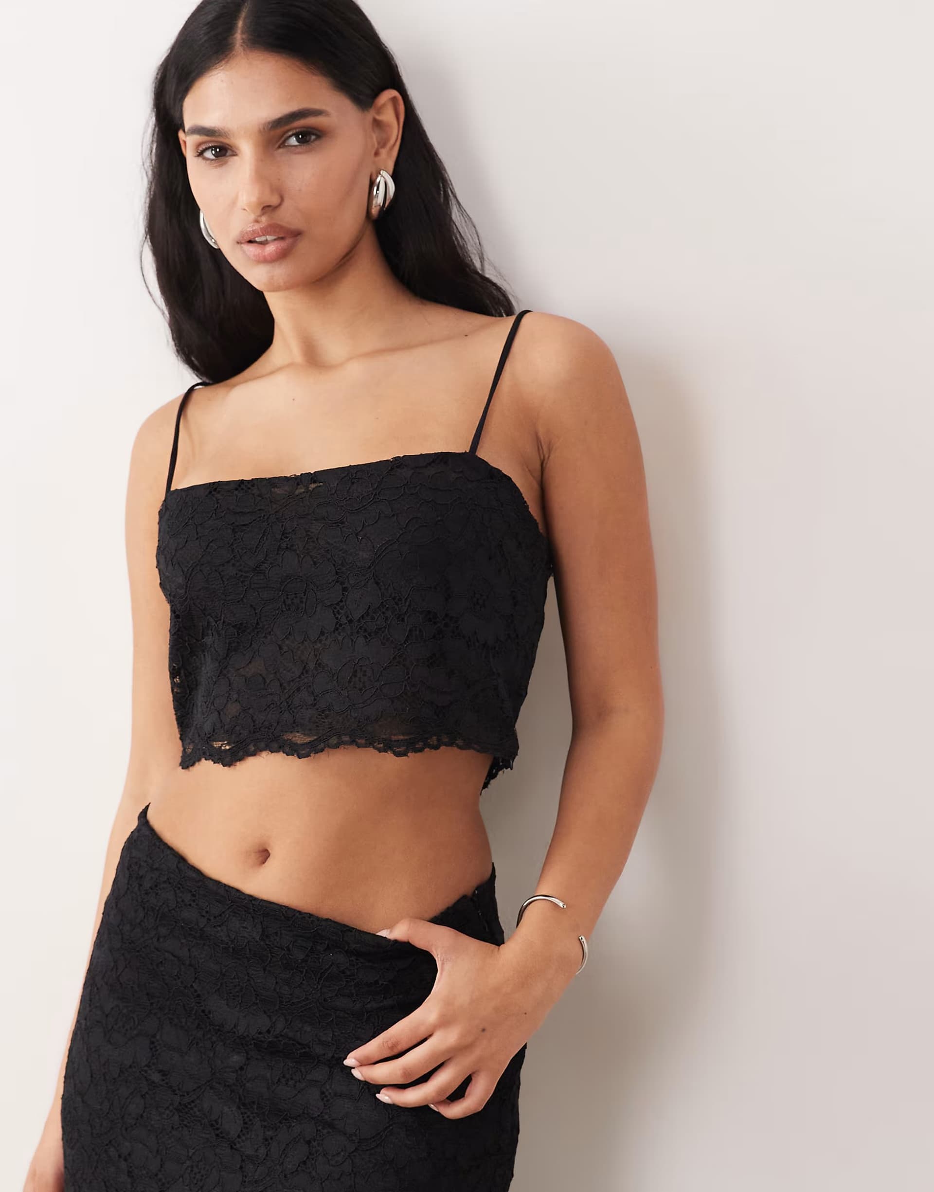 ASOS ASOS DESIGN lace bralet co-ord in black