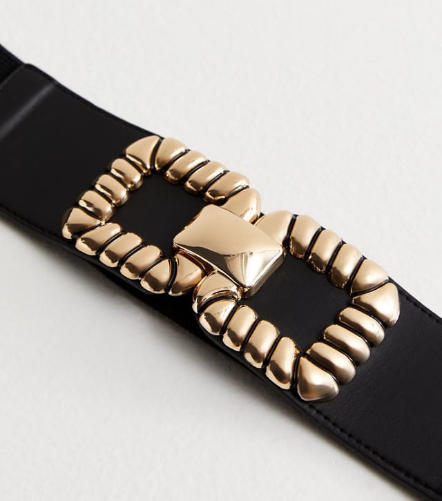 New Look Black Square Buckle Stretch Belt New Look - 3