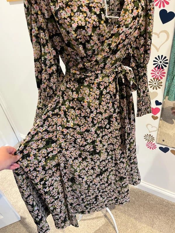 Never Fully Dressed Never fully dressed green floral vintage inspired summer wrap dress size 12