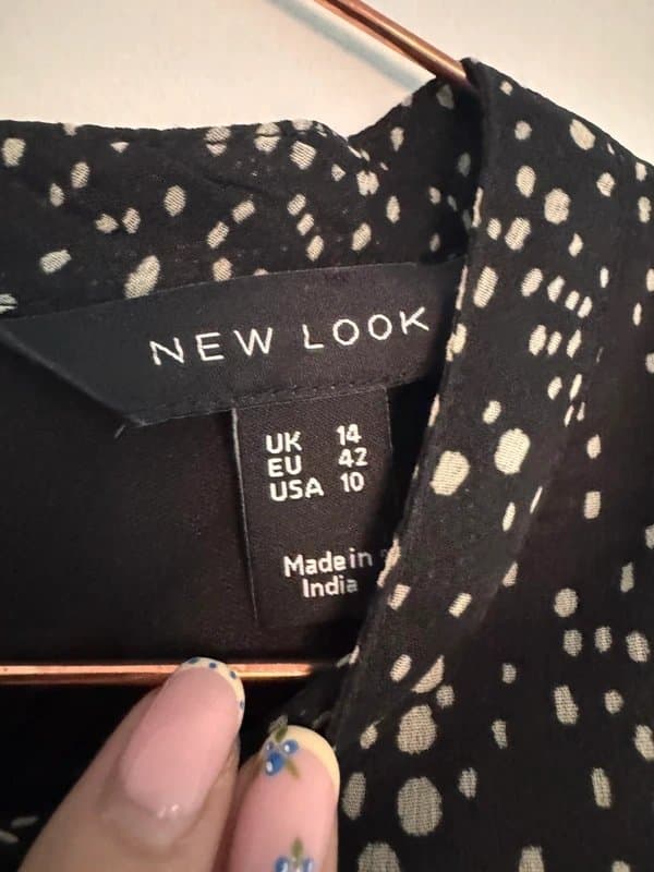 New Look New Look Black and White Chiffon Dress, Size 14