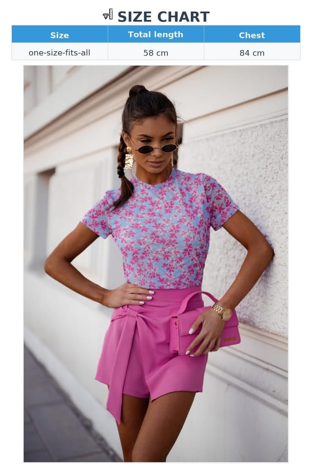 Love Lace Love Lace Women's Tulle Short Sleeve Printed Blouse Style 212641 - 3