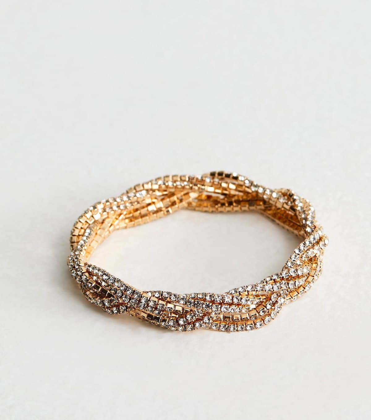 New Look Gold Tone Plaited Diamanté Bracelet New Look