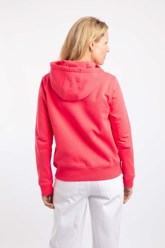 Weird Fish Weird Fish Women's Topaz Front Print Popover Hoodie in Coral - 3
