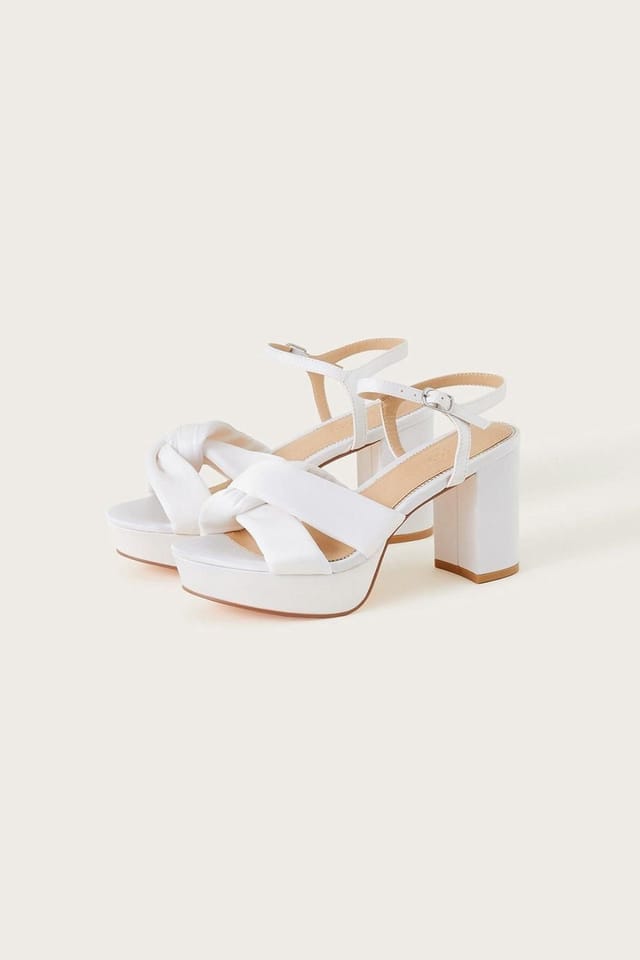 Monsoon Monsoon Women's Satin Knot Platform Heeled Sandals in Ivory - 2