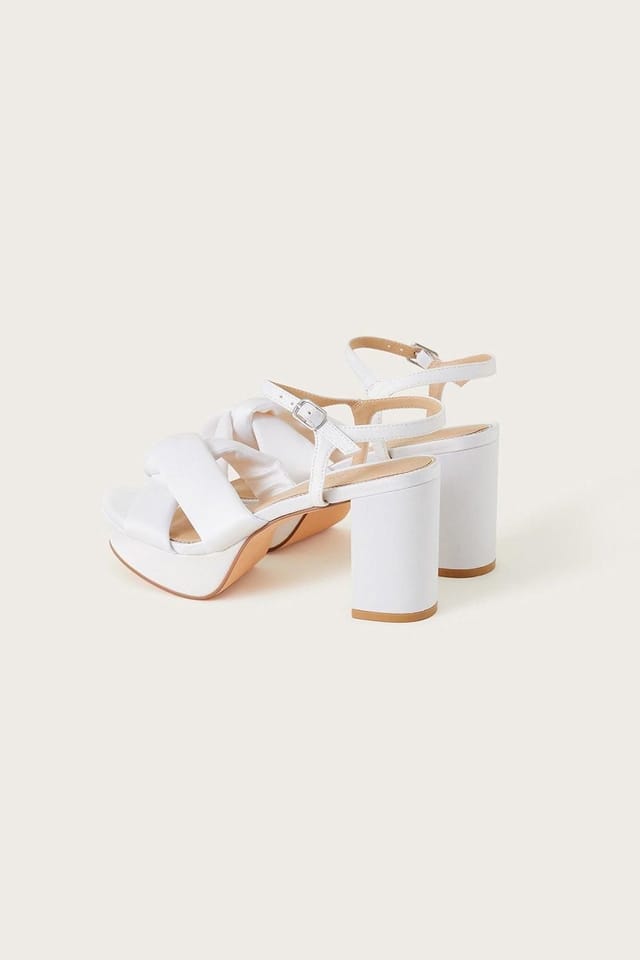 Monsoon Monsoon Women's Satin Knot Platform Heeled Sandals in Ivory - 3