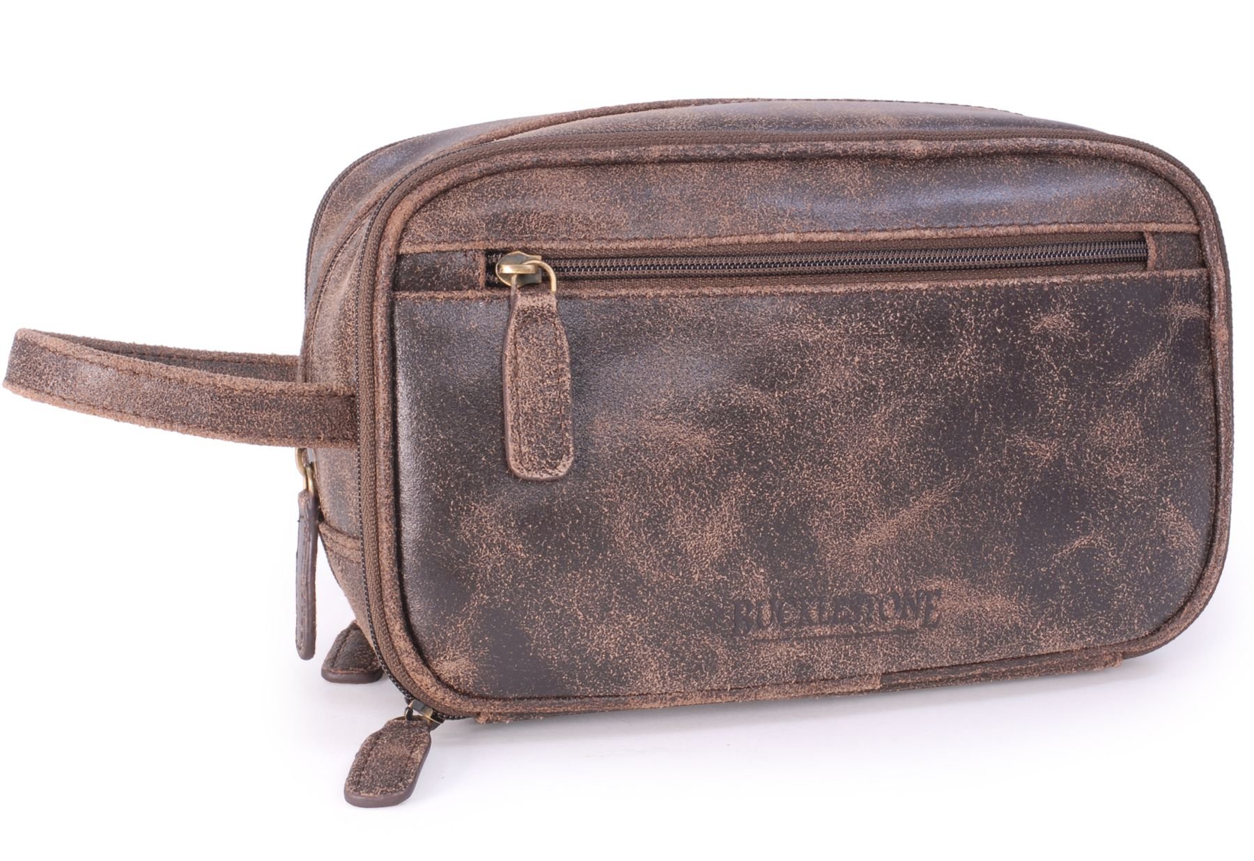 Bucklestone Bucklestone Men's Durham Leather Wash Bag in Brown - 1