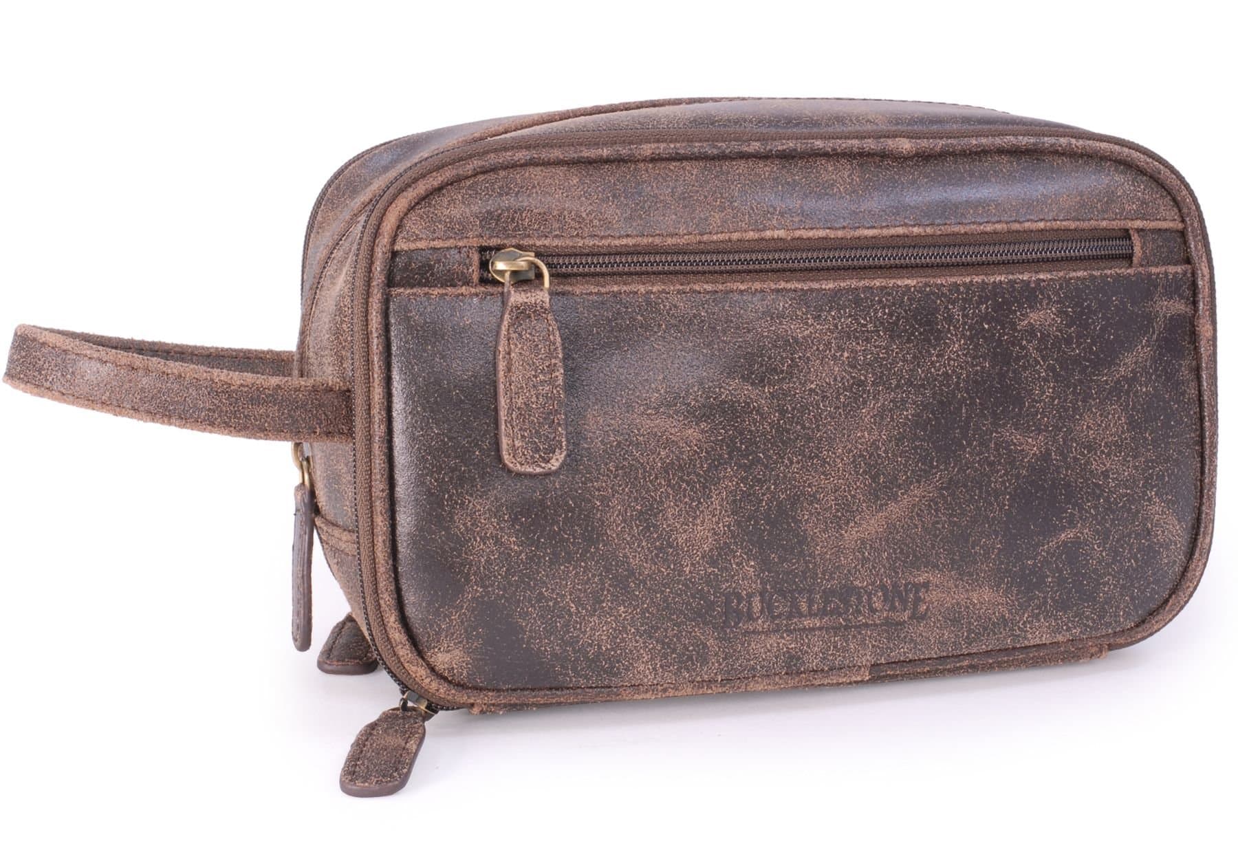 Bucklestone Bucklestone Men's Durham Leather Wash Bag in Brown