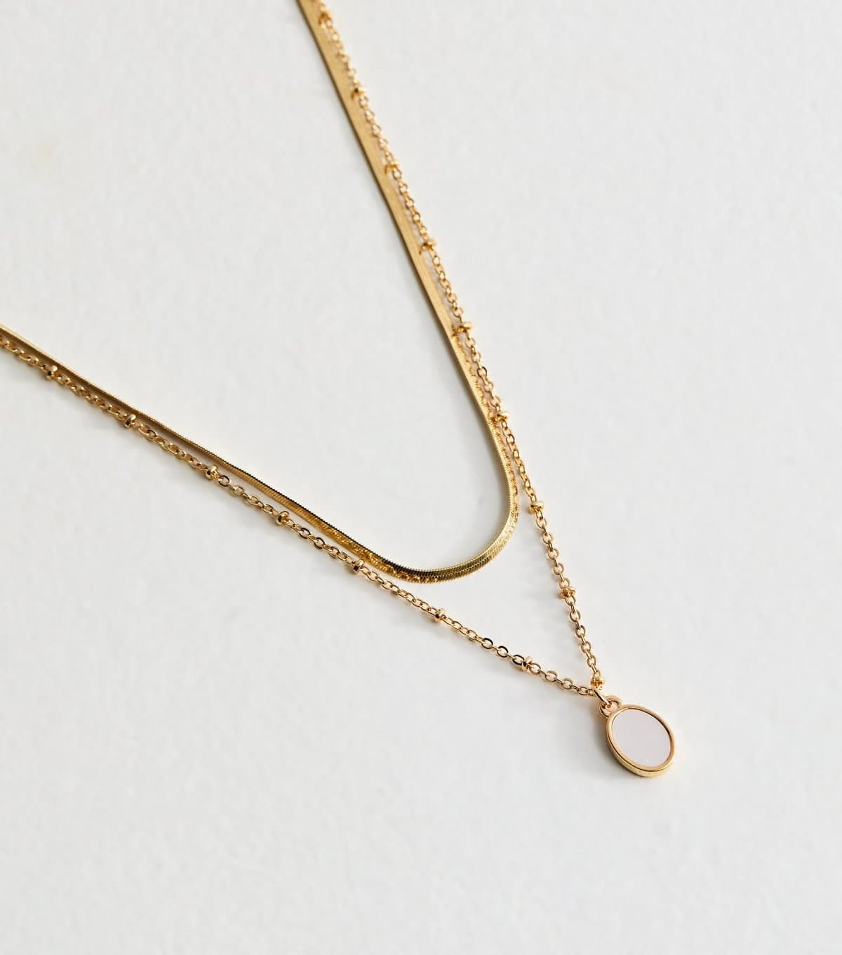 New Look New Look Gold Tone 2 Layer Oval Pendant Necklace