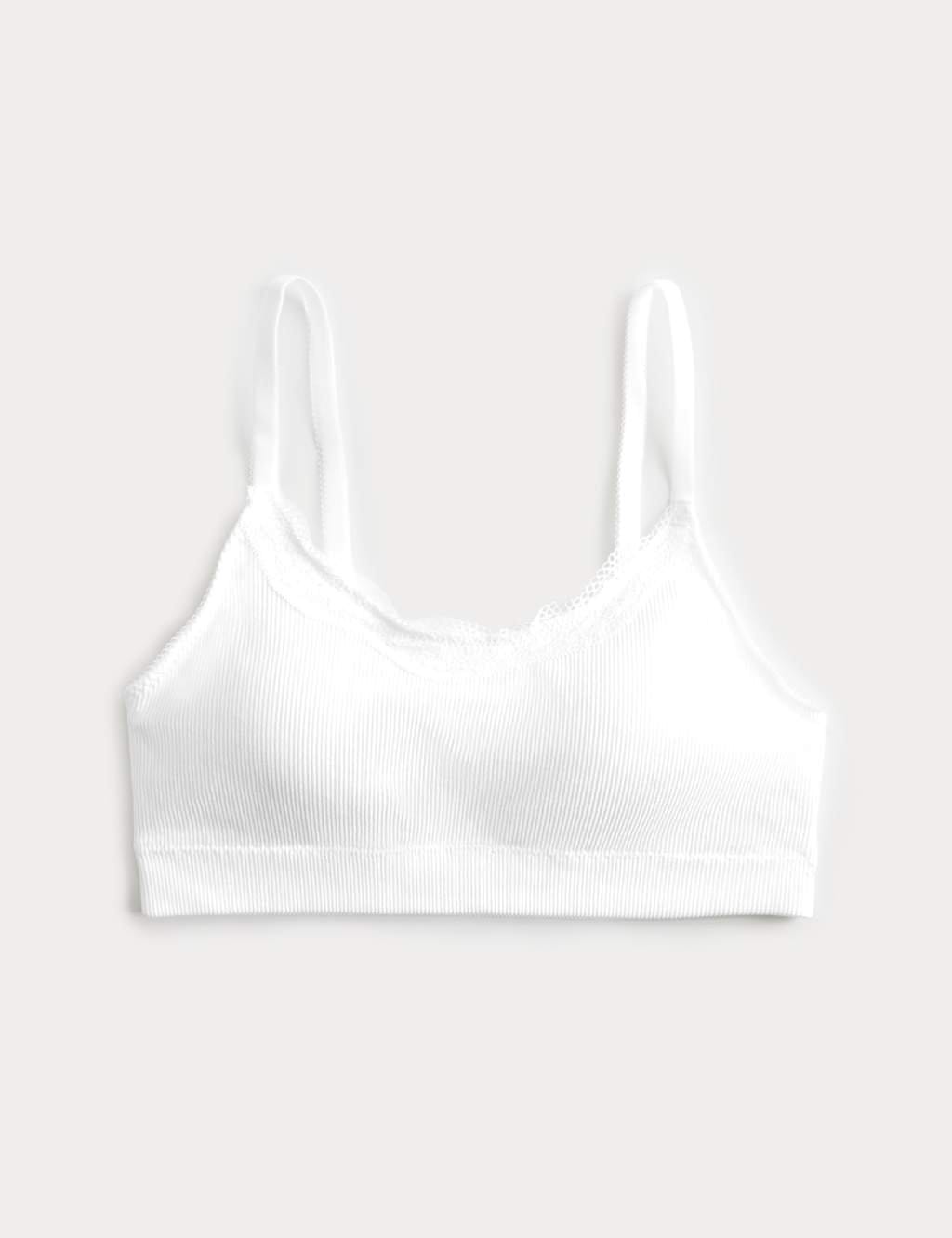Marks & Spencer M&S Jasmine Lace Non Wired Seamfree Crop Top White - 1
