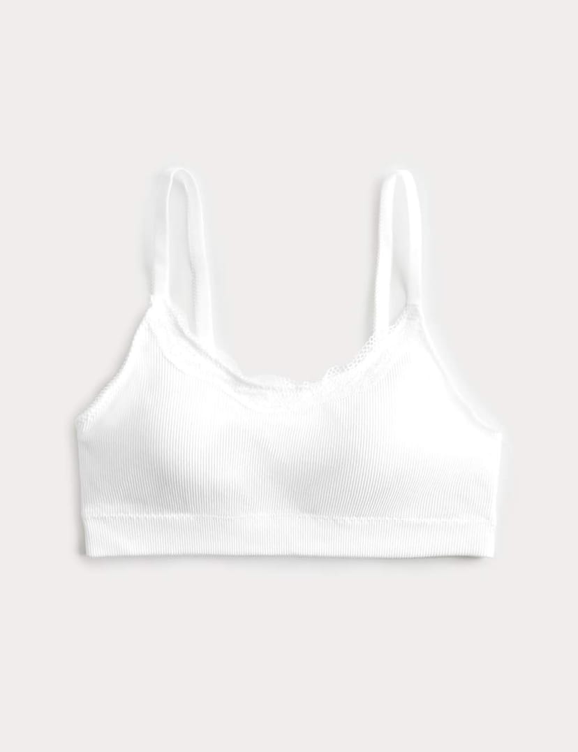 Marks & Spencer M&S Jasmine Lace Non Wired Seamfree Crop Top White - 1
