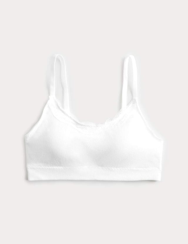 Marks & Spencer M&S Jasmine Lace Non Wired Seamfree Crop Top White - 2