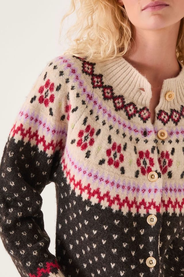 Monsoon Monsoon Women's Feliz Fair Isle Cardigan Brown in Chocolate - 3