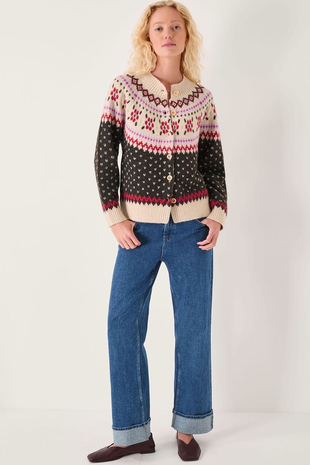 Monsoon Monsoon Women's Feliz Fair Isle Cardigan Brown in Chocolate - 4