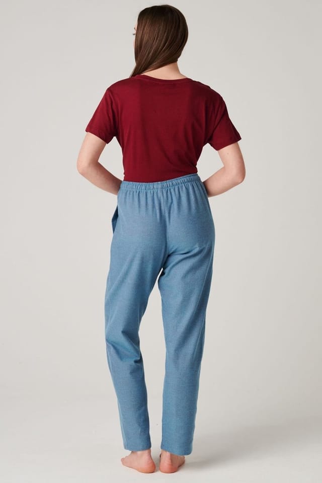 British Boxers British Boxers Women's "Stornoway" Herringbone Brushed Cotton Pyjama Trousers in Teal - 3