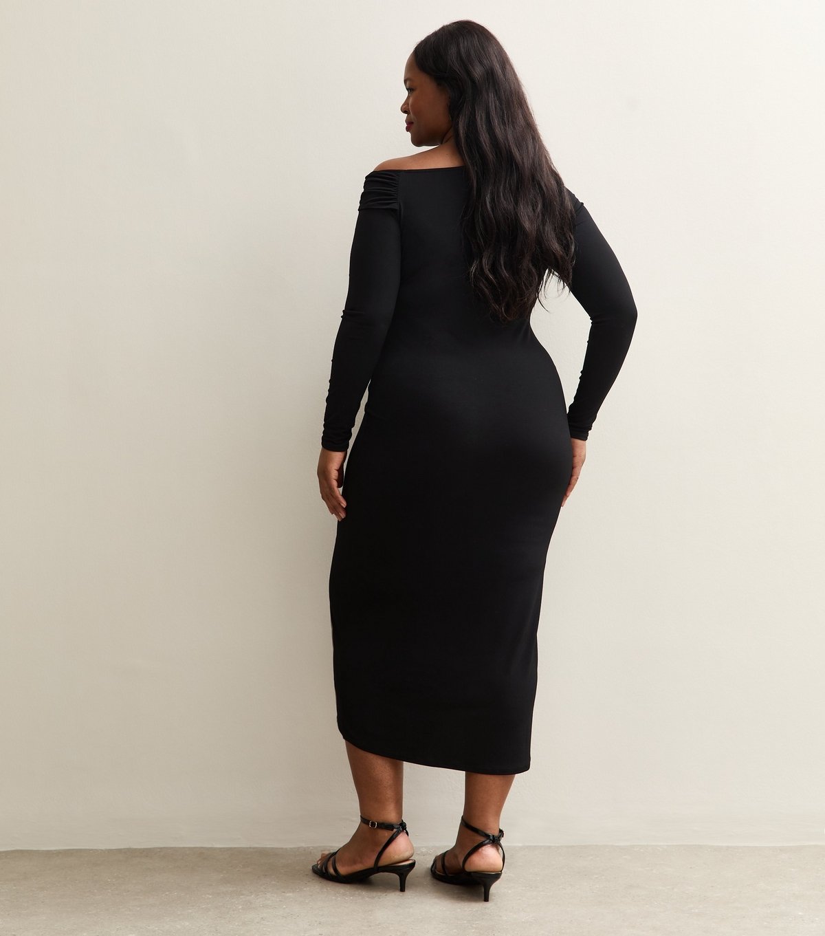 New Look Women's Curve Black Fallen Shoulder Midi Dress New Look - 4